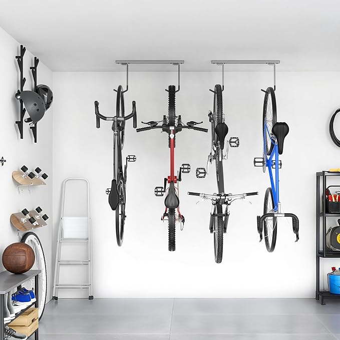 TORACK Overhead Bike Rack for Garage, Ceiling-Mounted Bicycle Storage Hooks for - Image 6