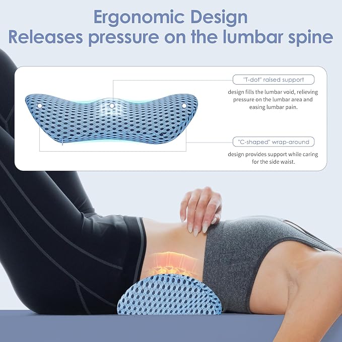 Lumbar Support Pillow Ergonomic Memory Foam, Relieve Back Pain, CMFY Breathable - Image 3