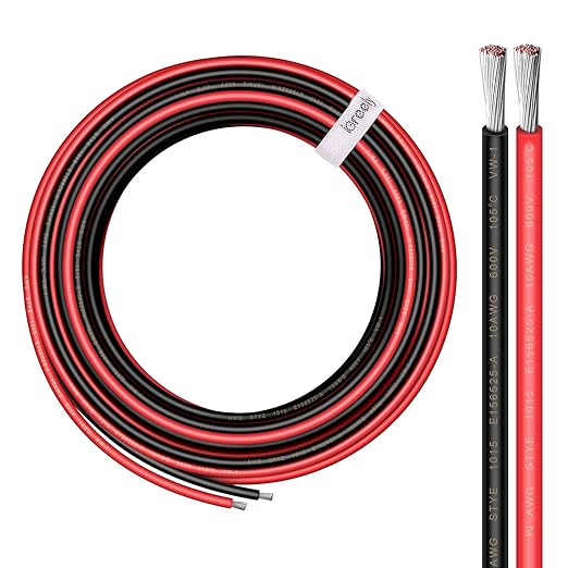 10 Gauge Wire - iGreely 30 FT Red & 30 FT Black 10 Gauge Tinned Copper by iGreely