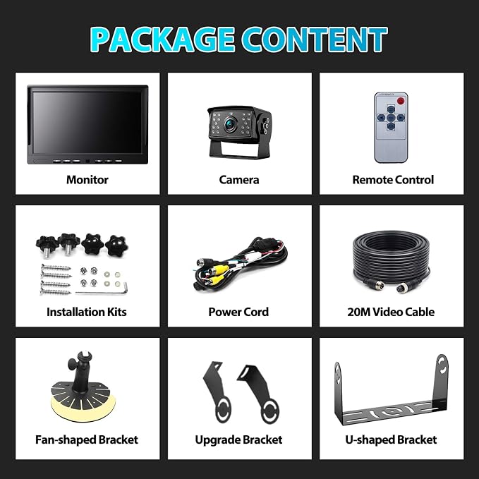 Fookoo Ⅱ 10" 1080P Wired Backup Camera System, 10-inch HD Dual Split Screen - Image 7