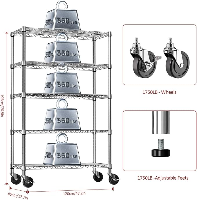 IZEUK 5-Tier Storage Shelving Unit - Image 3