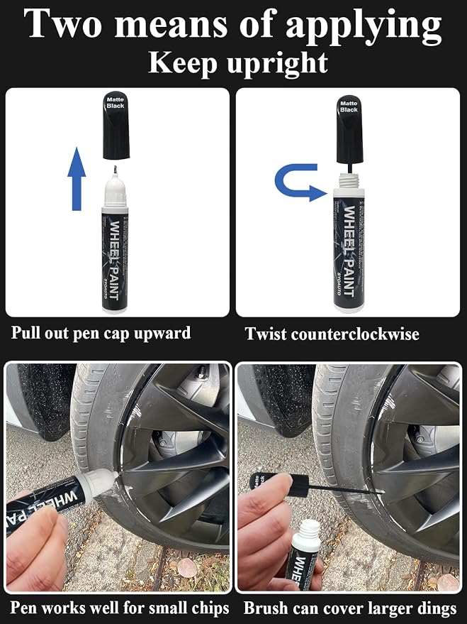 SYOAUTO Black Rim Touch Up Paint Rim Scratch Repair Pen Wheel Touch Up Paint - Image 6