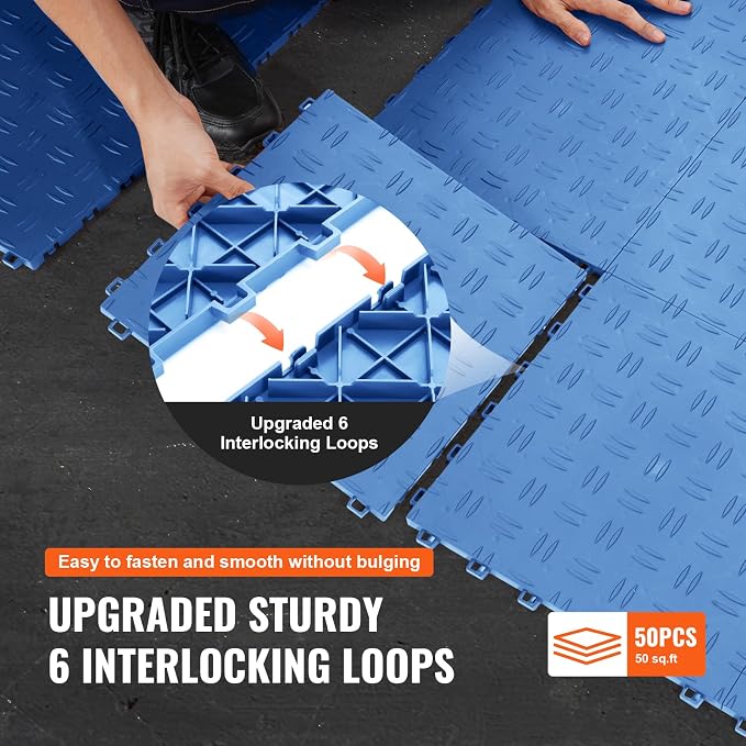 VEVOR Interlocking Garage Floor Covering Tiles, 50 Pack, Non-Slip Double-Sided - Image 6