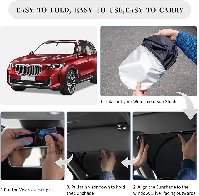Sun Shade Sunshade for 2025 2026 BMW X5 Windshield Cover, 4-Layer Front Window - Image 6
