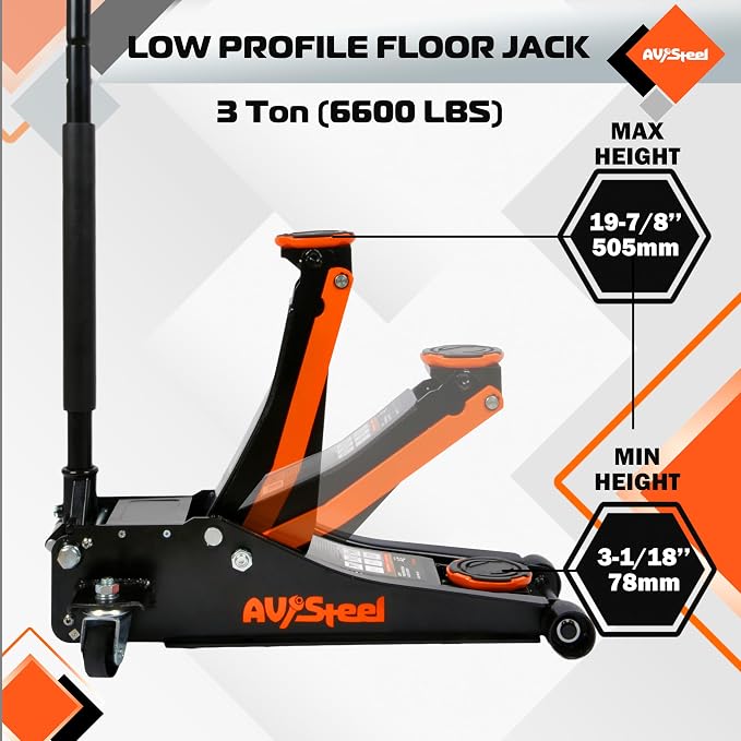Low Profile Floor Jack 3 Ton, Heavy Duty Hydraulic Jack - Image 2