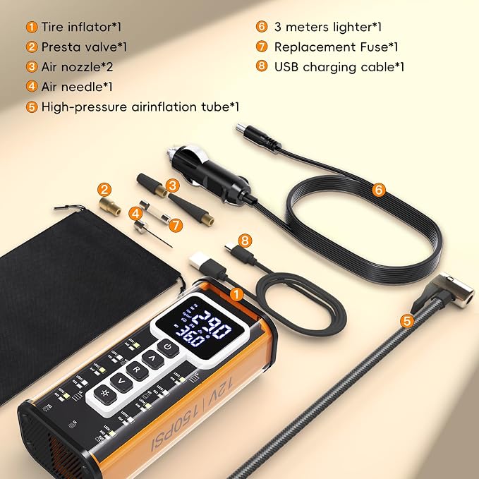 Tire Inflator Portable Air Compressor, Air Pump - Image 7