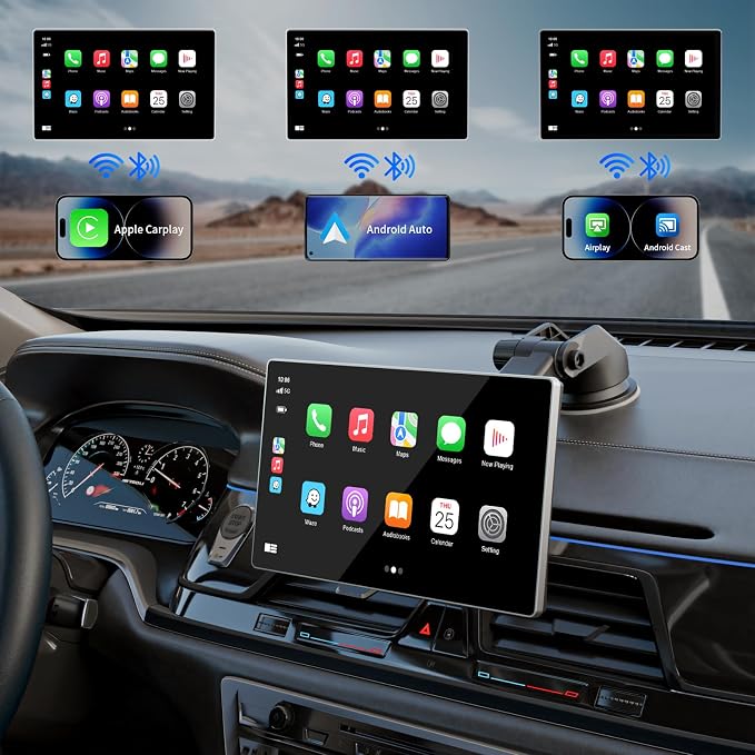 Portable Apple Carplay Screen for Car, 4K Dash Cam, 1080p Backup Camera DVR - Image 2