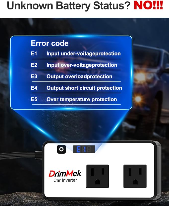 200W Car Power Inverter, Car Plug in Adapter Outlet DC Inverter 12V to 110V AC - Image 4