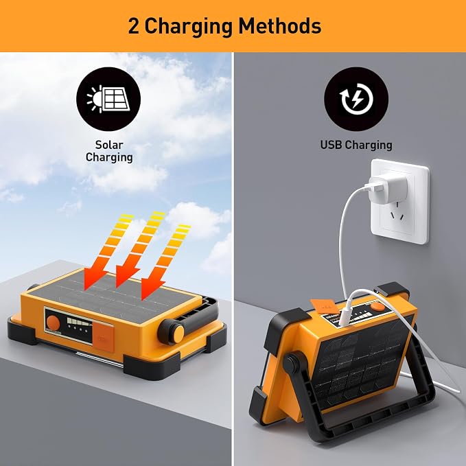 120W Solar Rechargeable Work Light, 144 LED 10000LM Led Work Light - Image 3
