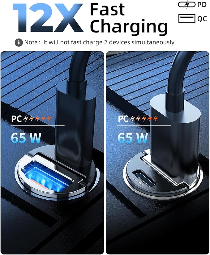 65W USB C Car Charger Fast Charging，12V USB Outlet Accesorios para - Image 6