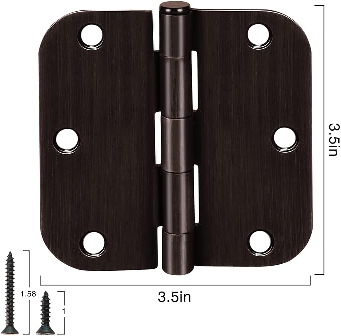 12 Pack Oil Rubbed Bronze Door Hinges 3.5" x 3 1/2 Inch Black Brushed Interior - Image 5