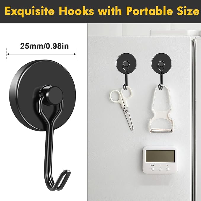 MIKEDE Black Strong Magnetic Hooks, 70LB+ Swivel Swing Magnetic Hooks Heavy Duty - Image 3