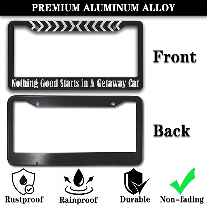 License Plate Frames Black and White Fun License Plate Frame Cover Nothing Good - Image 3