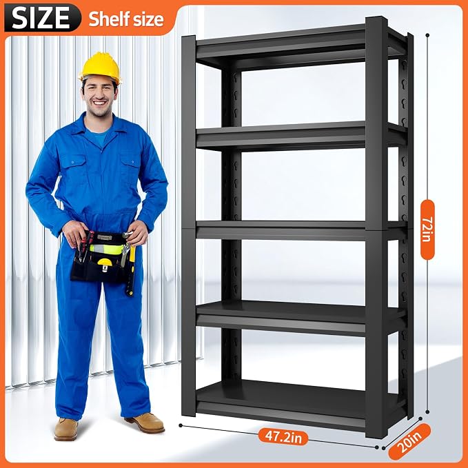 72" H Garage Shelving Unit, Garage Storage Shelves 2500LBS Heavy Duty Shelving - Image 3