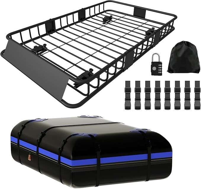 FORWODE Roof Rack Carrier Basket, Rust-Proof Steel Heavy Duty Car Top Luggage by FORWODE