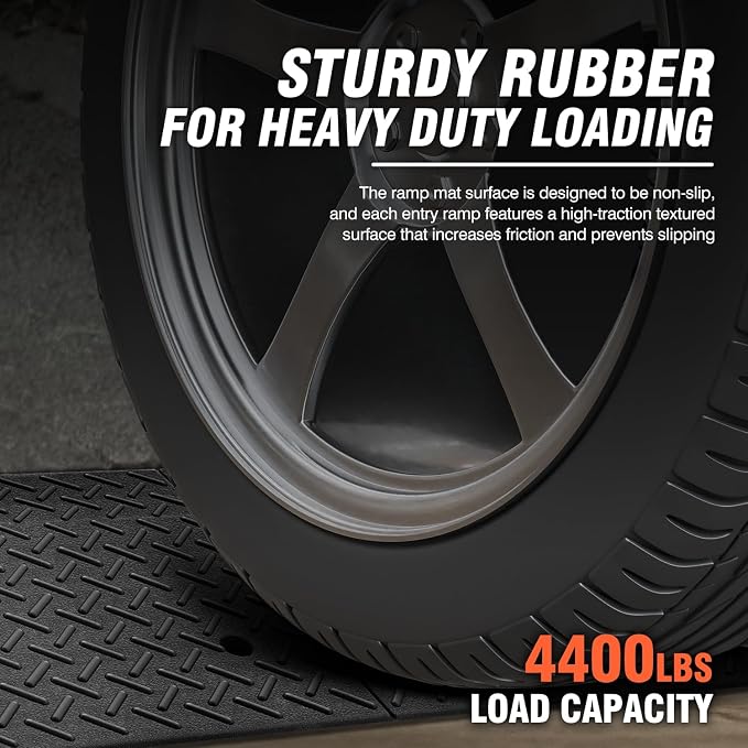 DNA MOTORING 1pcs 5.7" Rise Rubber Curb Ramp Heavy Duty Loading Driveway Ramp - Image 3