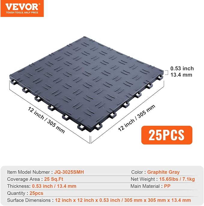 VEVOR Garage Tiles Interlocking, Non-Slip Double-Sided Texture Garage Flooring - Image 7