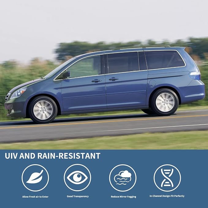 4PCS Rain Guards Fit for Honda Odyssey 2005-2010, Front & Rear Window Visors - Image 3