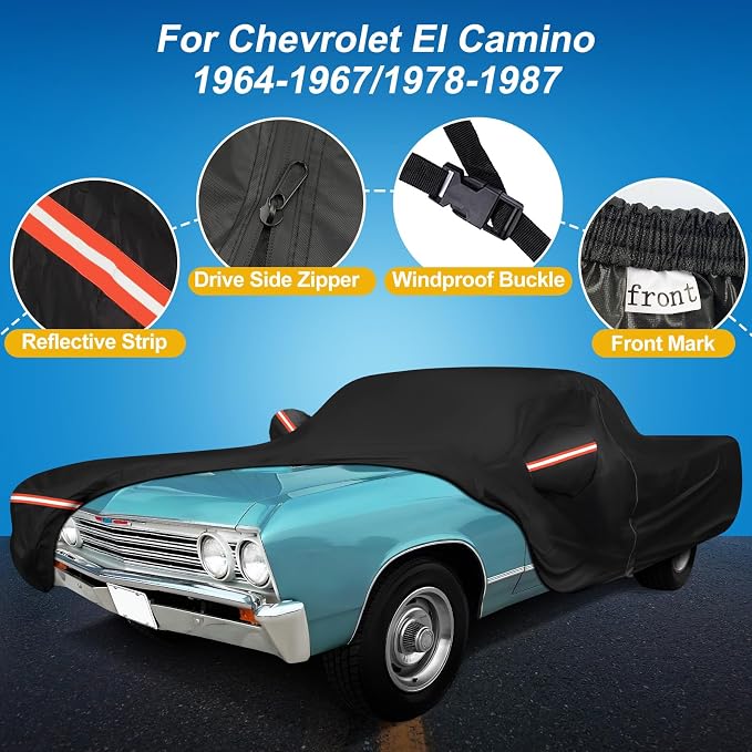 QUNSUNUS Waterproof Car Cover for Chevrolet El Camino 1964-1967/1978-1987 - Image 2