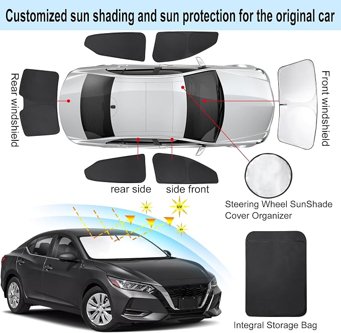 TINGLU Window Shades for Nissan Sentra 2020-2024 2025 Accessories Car Side Full - Image 3
