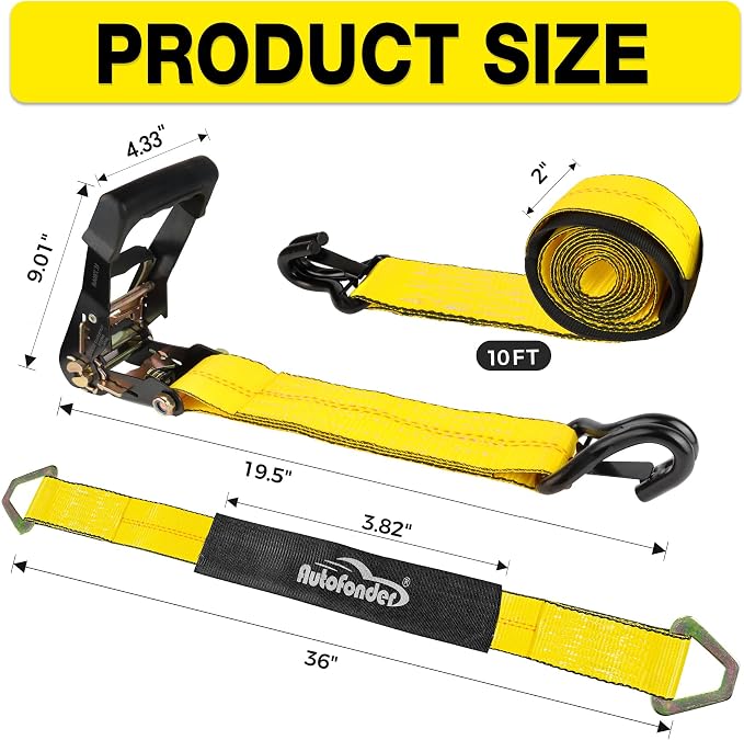 Car Tie Down Straps for Trailers 2inch x10ft - Image 2