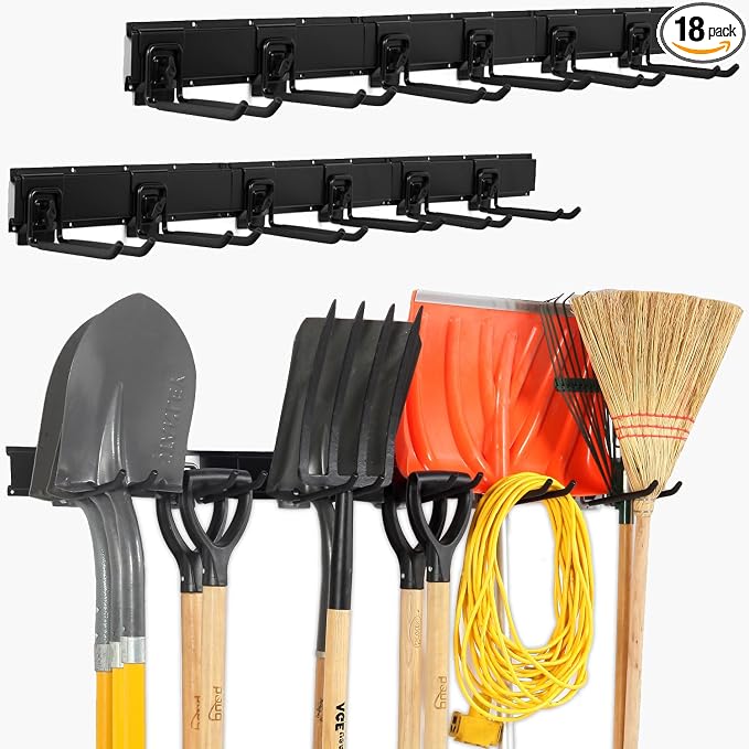Locking Garden Tool Organizer, Garage Organization Wall Mount Storage Rack by Aking+Ace