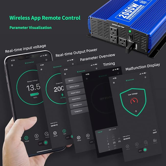 2000W Pure Sine Wave Inverter 12V DC to 110V AC Power Inverter - Image 5