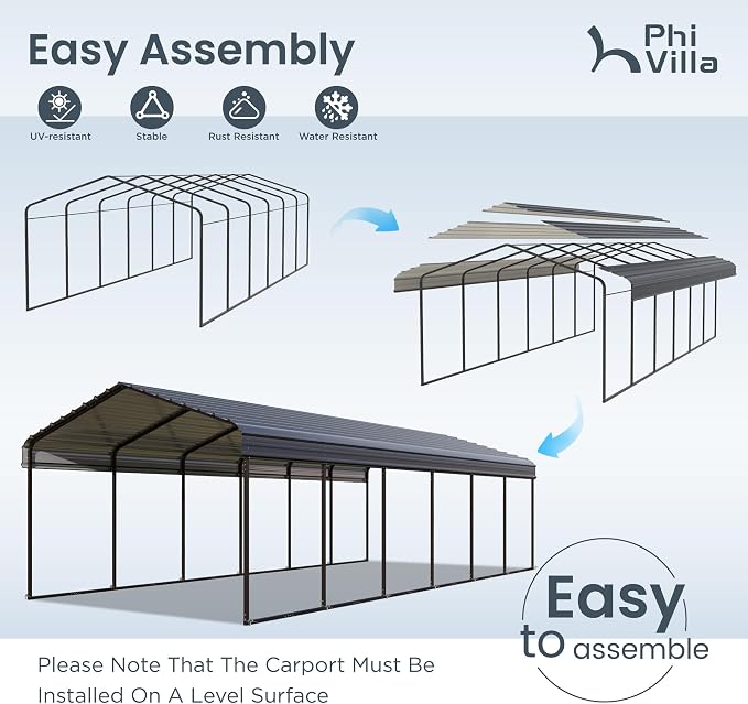 PHI VILLA 12'x30'x8.5 'Metal Carport - Image 8