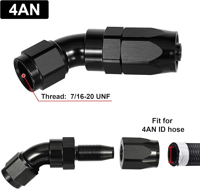 EVIL ENERGY 4AN 45 Degree One Piece Full Flow Hose End Fitting Swivel - Image 2