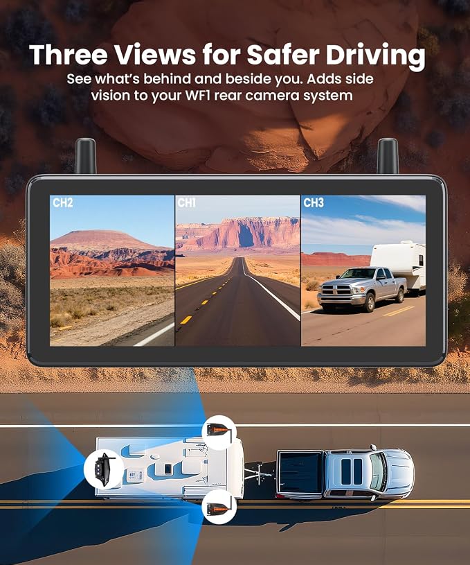 AUTO-VOX RV Backup Camera Wireless System: Left/Right Side Cameras, Adjustable - Image 3