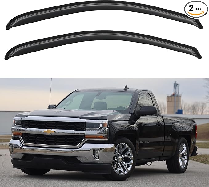 Window Visors Rain Guards for 2014-2018 Chevy Silverado/GMC Sierra 1500 Regular by YQAUTEC