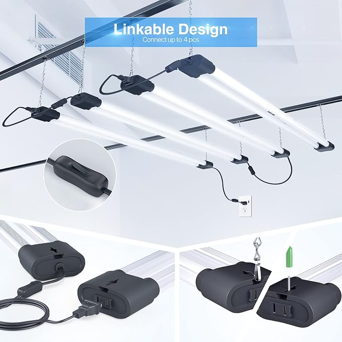 Ensenior 6 Pack Linkable Led Shop Light 4ft - Image 3