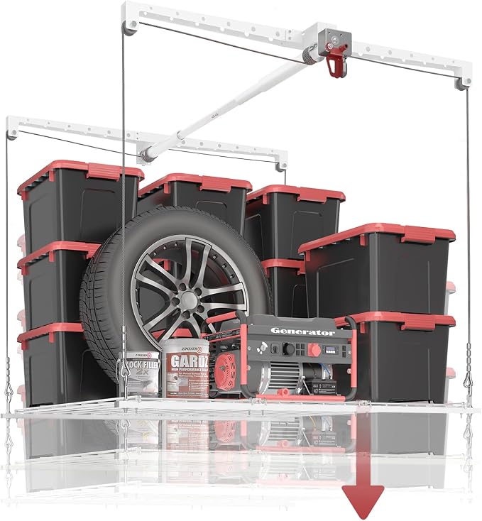 Overhead Garage Storage Rack, Adjustable Heavy-duty 4x4 Ft Ceiling Storage Racks by KOKORACKER