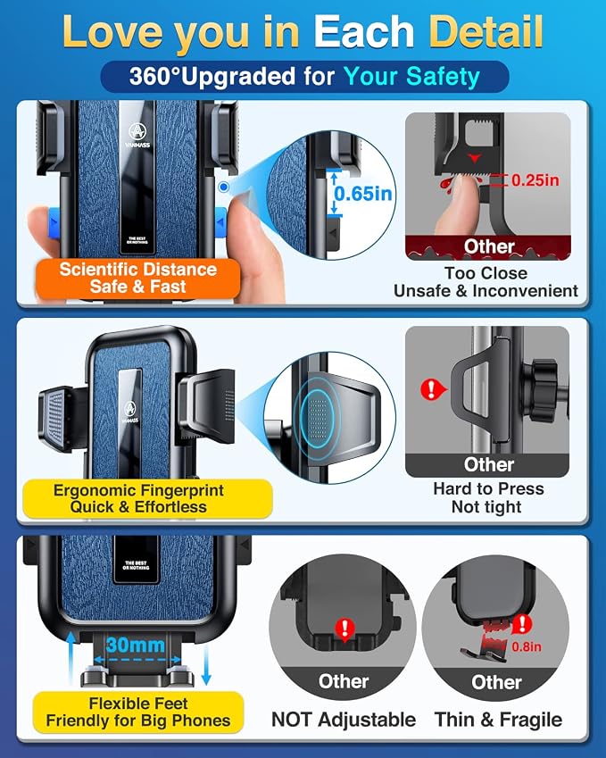 VANMASS 2025 True Upgraded Car Phone Holder, Patent Safety Cell Phone Mount - Image 8