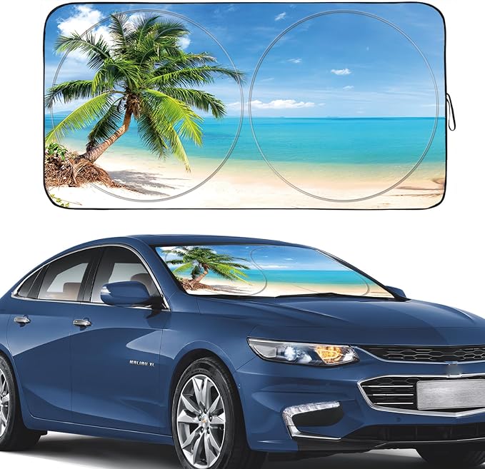 Gven Windshield Sun Shade Car Sun Shade Windshield Palm Tree Windshield Shade by Gven