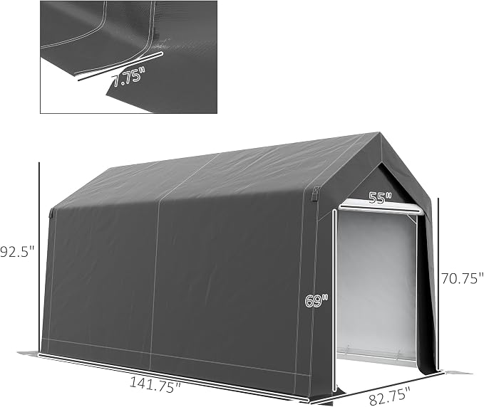 Outsunny 7' x 12' Portable Storage Shed Shelter, Heavy Duty Outdoor Shed - Image 7