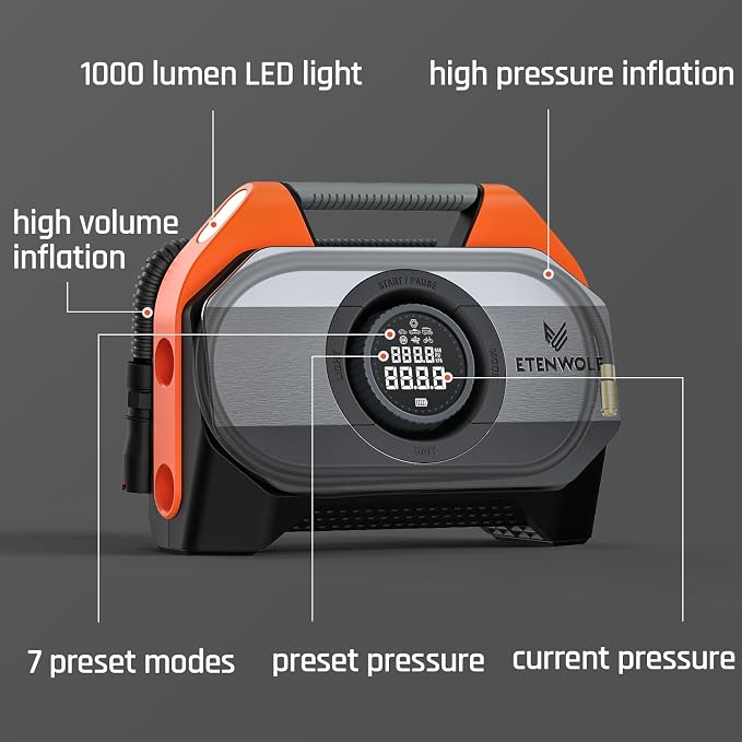 ETENWOLF VORTEX S6 Tire Inflator Portable Air Compressor - Image 8