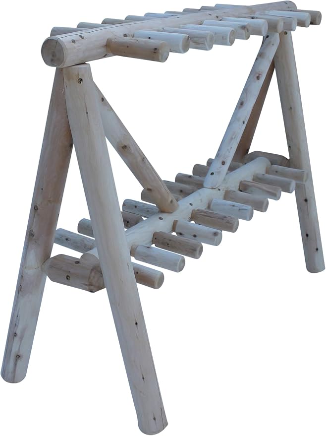 21-Place Freestanding Log Ski Rack Holder, Indoor & Outdoor Snowboard Racks - Image 4