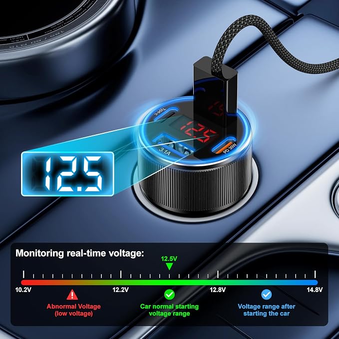 Car Phone Charger, Besgoods USB C Car Charger Adapter 4 Ports - Image 4