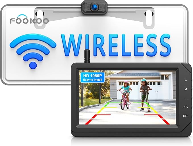 Fookoo HD 1080P 5-inch Wireless Backup Camera, DIY Guide Lines Wide Angle IP69 by FOOKOO