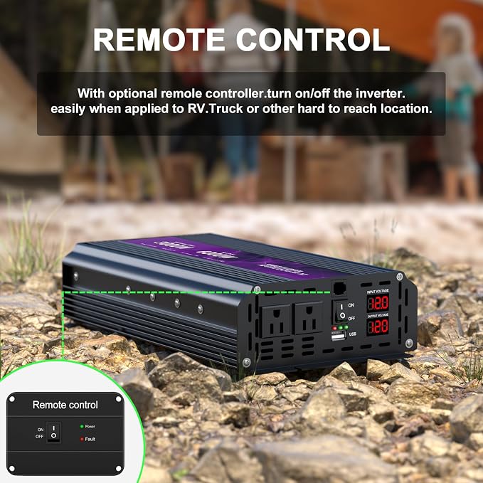 3000W Power Inverter, Peak Power 6000W 12V DC to AC 110V120V, Remote Control - Image 3