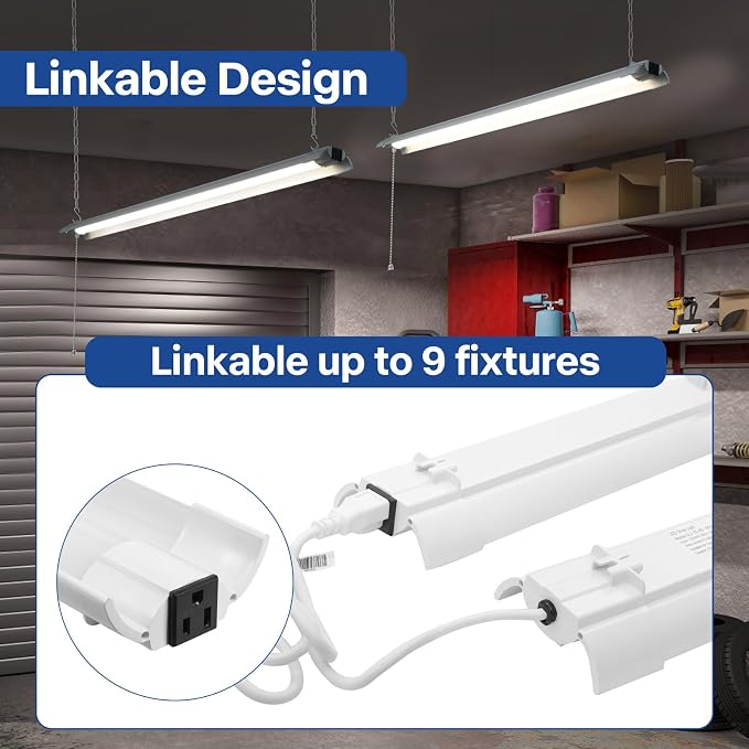 4-Pack 4ft Linkable Led Shop Light, Plug in Garage Lighting - Image 4