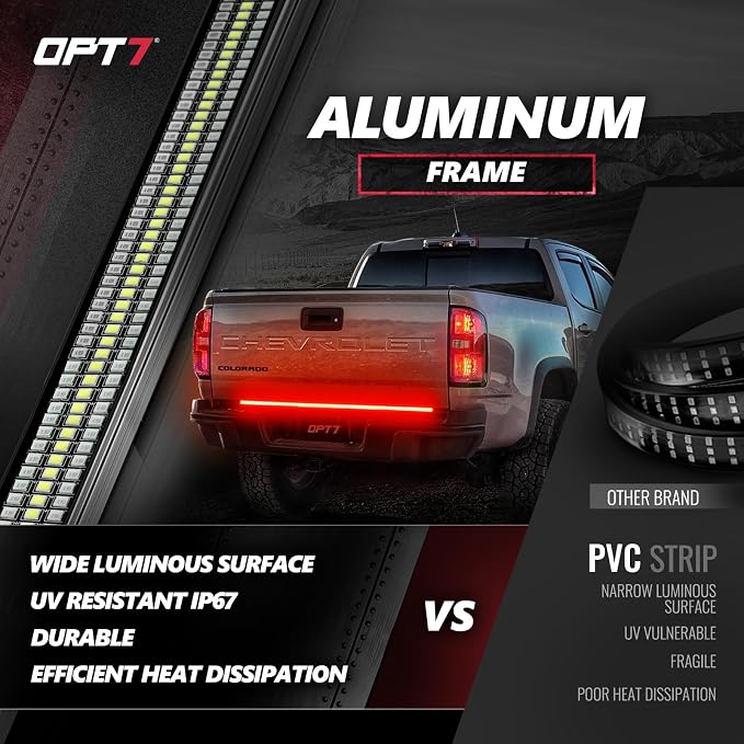 OPT7 48" Redline Triple Row LED Tailgate Light Bar w/Sequential RED Turn Signal - Image 4