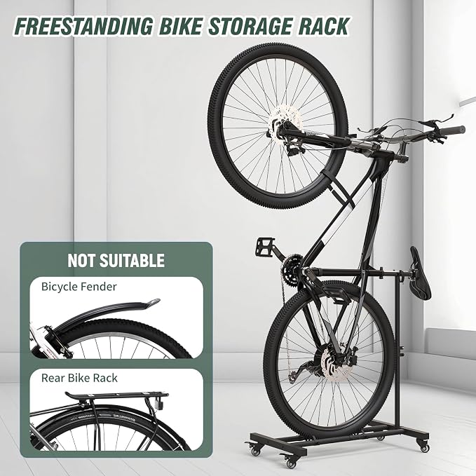 Vertical Bike Stand, Upright Bike Parking Rack Floor, Adjustable Bicycle Storage - Image 7