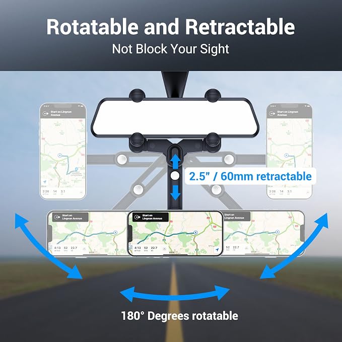 PROfezzion Rearview Mirror & Vent Clip Combo Magnetic Phone Holder Compatible - Image 5