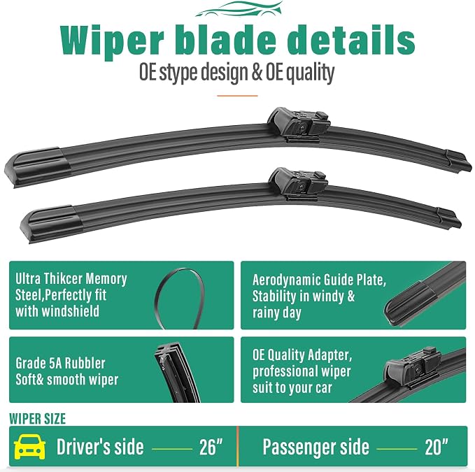 26" 20" 14" Windshield Wiper Blades Replacement - Image 3