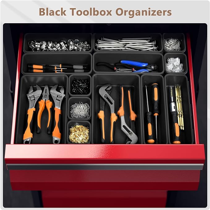 A-LuGei 【42PCS】【Black】 Tool Box Organizer Tray Divider Set, Desk Drawer - Image 2