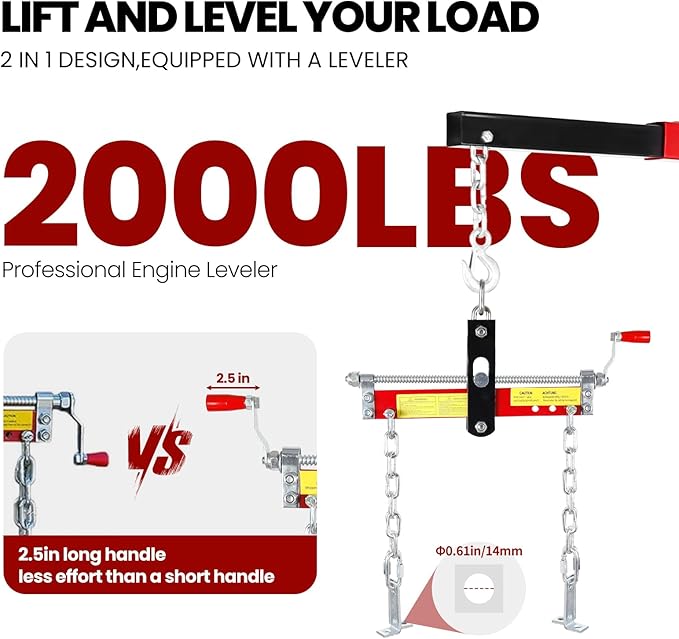 4400 Lbs Folding Cherry Picker, 2 Ton Engine Hoist - Image 4