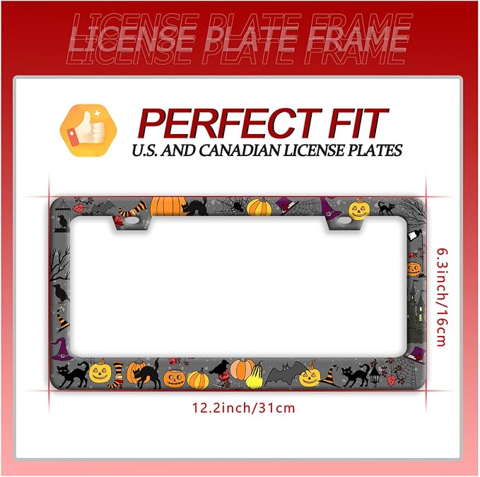 Halloween Pumpkin Cat License Plate Frame Bat Spider License Plate Holder Funny - Image 7