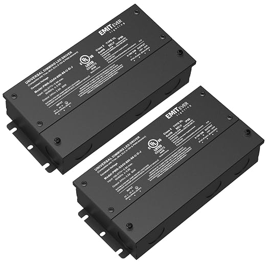 EMITEVER Dimmable Led Driver, 2 Packs 60W AC 110V-277V to DC 24V Transformer by EMITEVER